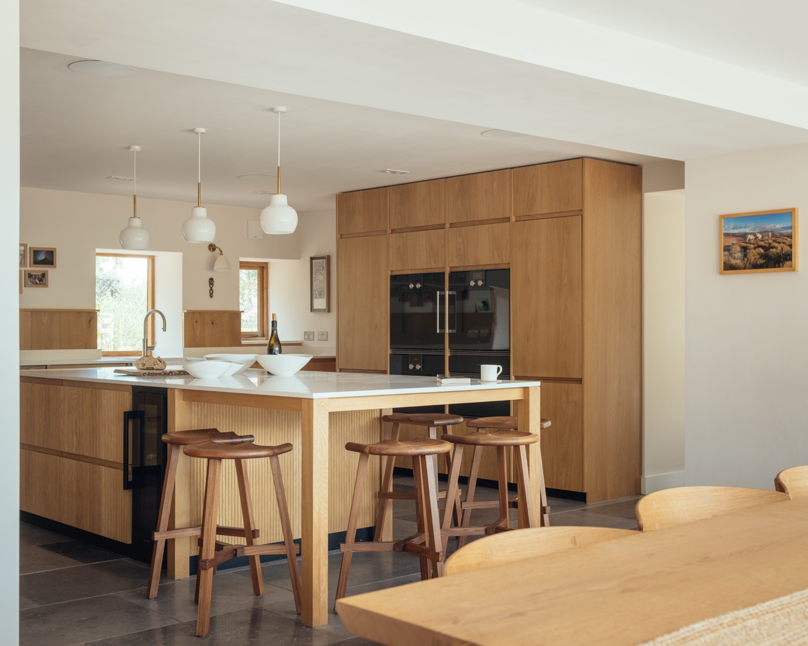 The island under the pendant lights