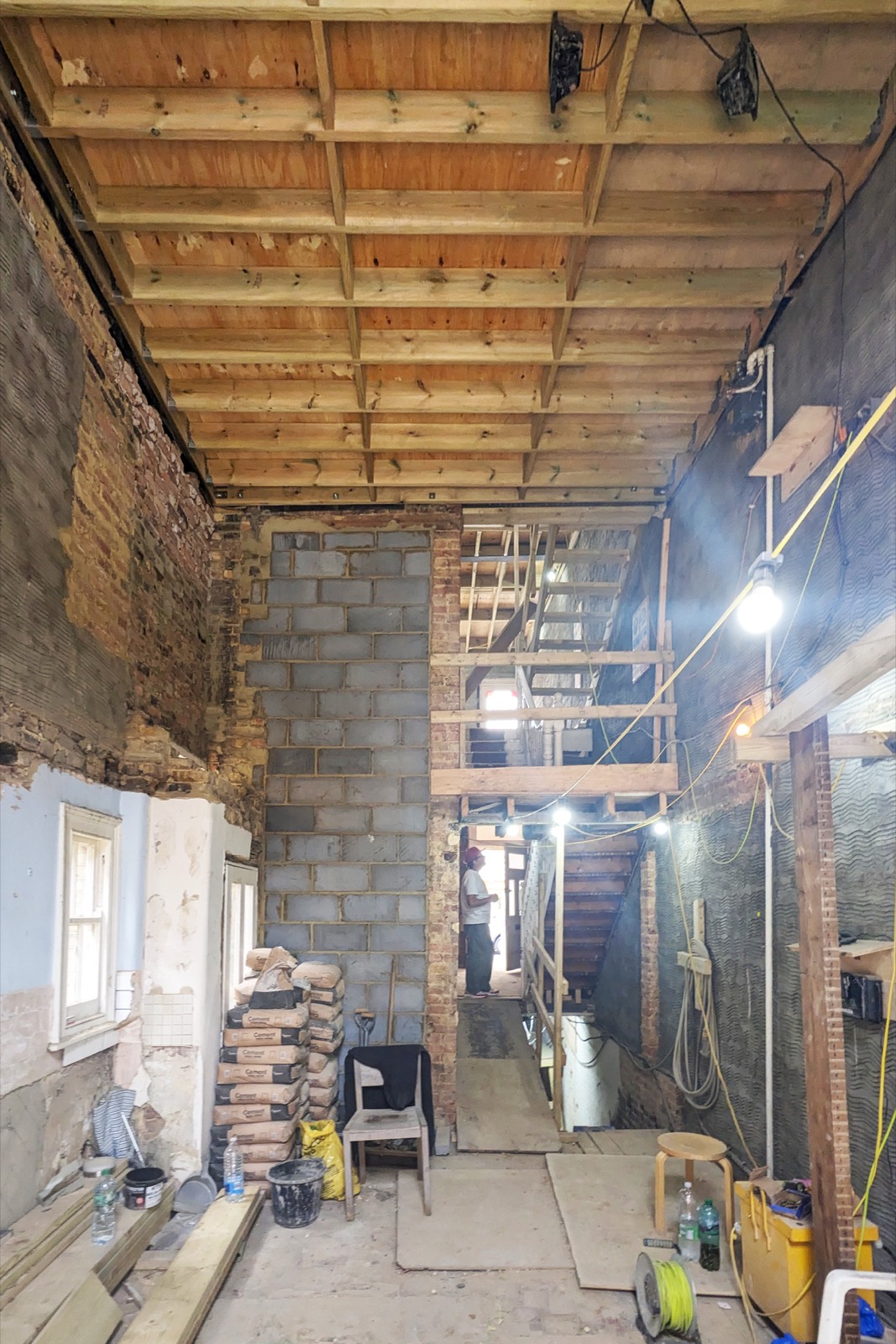 The house stripped back during construction