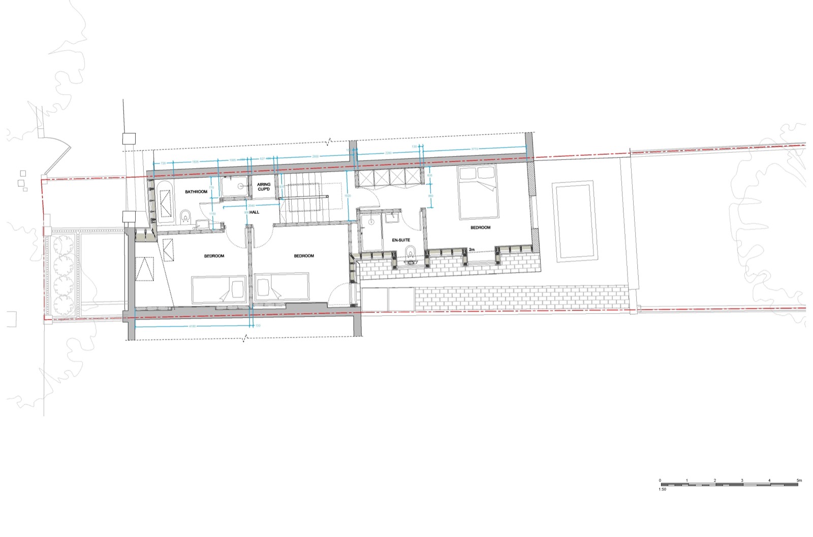 The second floor plan, in the roof